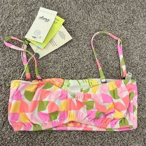 Maaji Floral Pink and Green Bikini Top